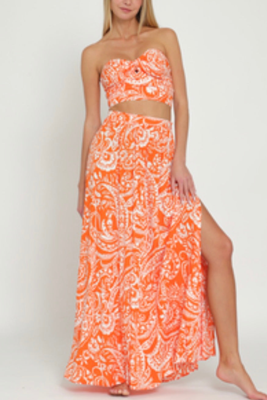 Tube & Maxi Skirt Set - Tangerine