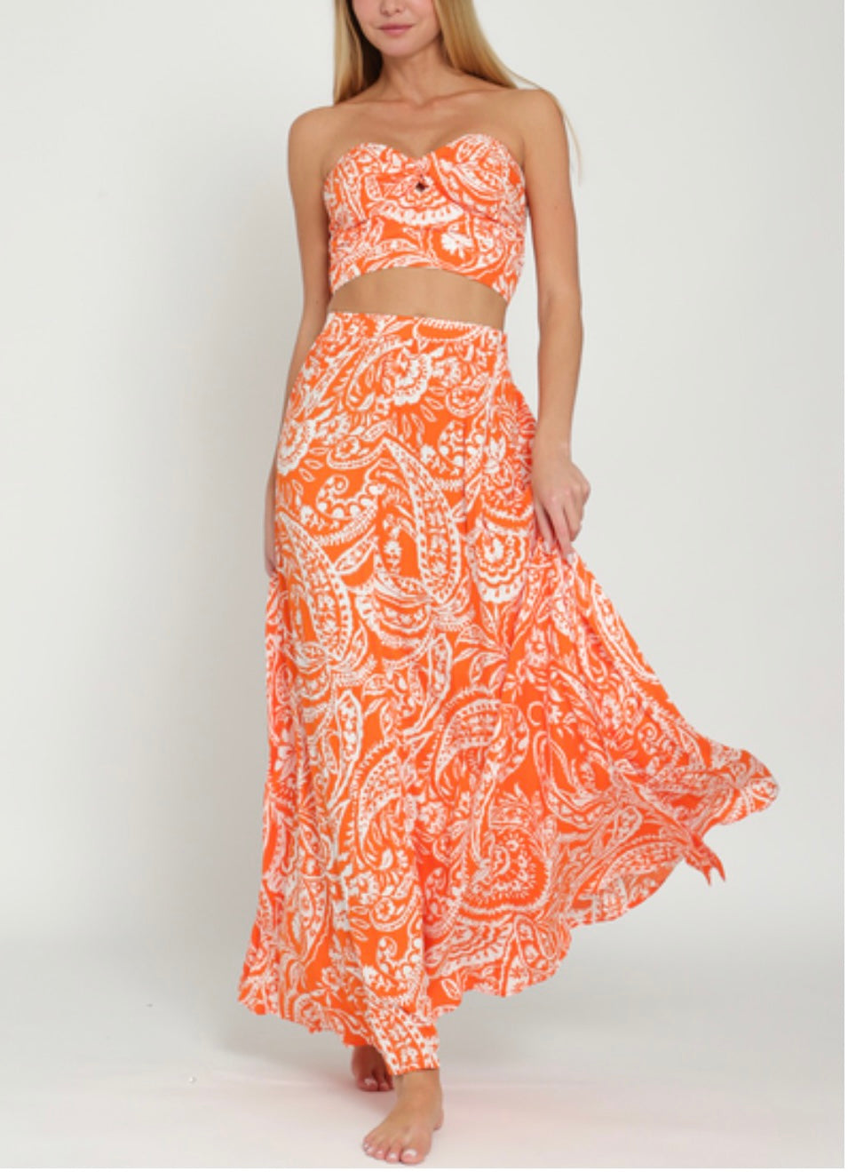 Tube & Maxi Skirt Set - Tangerine