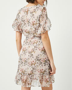 Floral Print Dress w/belted waist
