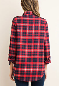 Flannel w/Sequin Patch Detail - Red