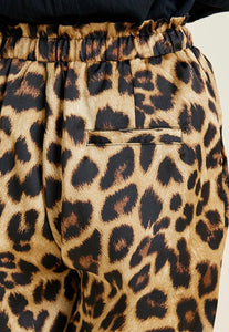 Satin Leopard Print Jogger Pants